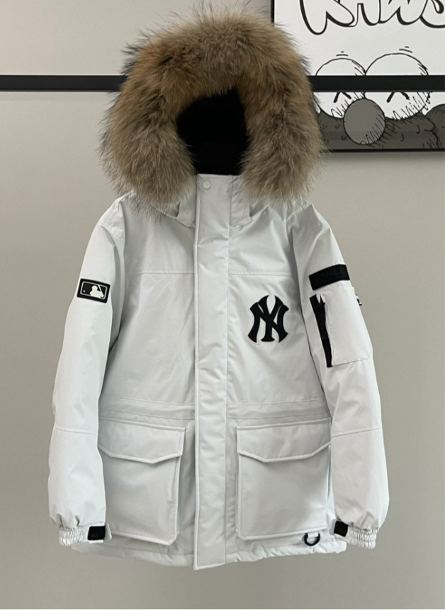 MLB Yankees Winter New Couple's Large Pocket Workwear Hair Collar Down Jacket