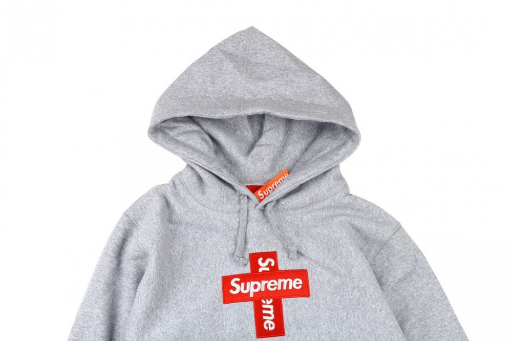 Supreme Cross Box Logo Hooded Sweatshirt 'Heather Grey'