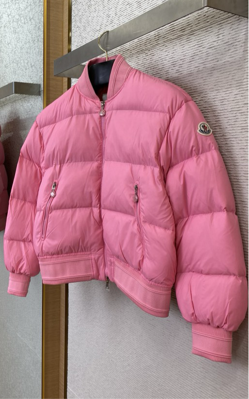 Moncler Merlat Puffer Bomber Jacket Pink