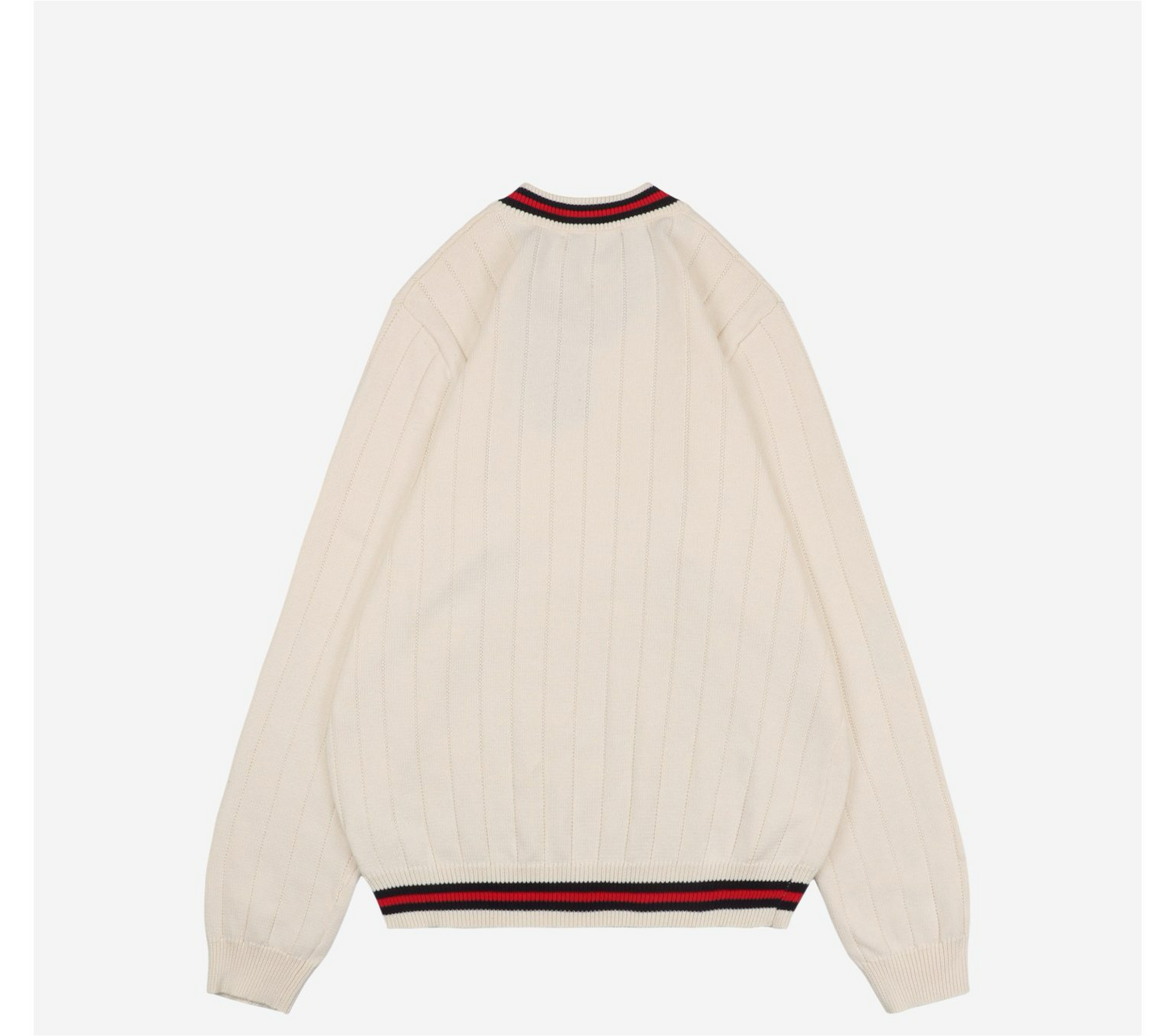 COTTON KNIT V-NECK SWEATER WITH WEB GUCCI