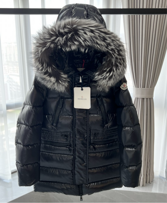 Aphrotiti Metallic Cinched Waist Down Coat Jacket Moncler