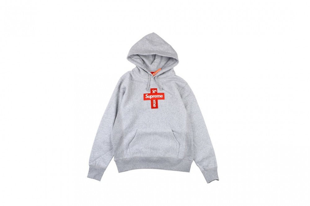 Supreme Cross Box Logo Hooded Sweatshirt 'Heather Grey'